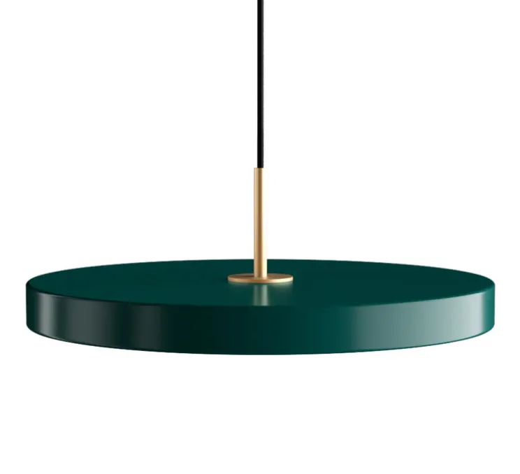 Suspension, Asteria Medium plus, vert forêt et laiton, LED, 2400-2700-3000K, 1600lm, Ø43cm, H14cm - Umage