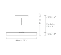 Suspension, Asteria Medium, olive et laiton, LED, 3000K, 1300lm, Ø43cm, H14cm - Umage
