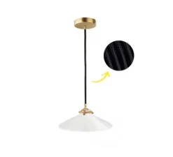 Suspension, astrid.002, blanc, laiton, noir, L25cm, H7,5cm - Zangra