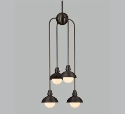 Suspension asymétrique, Quadruple, Eos, bronze foncé, Ø15,7cm, H90cm - Bert franck