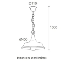 Suspension, Atelier 3147, laiton vieilli, IP44, Ø40cm, H100cm - Moretti Luce