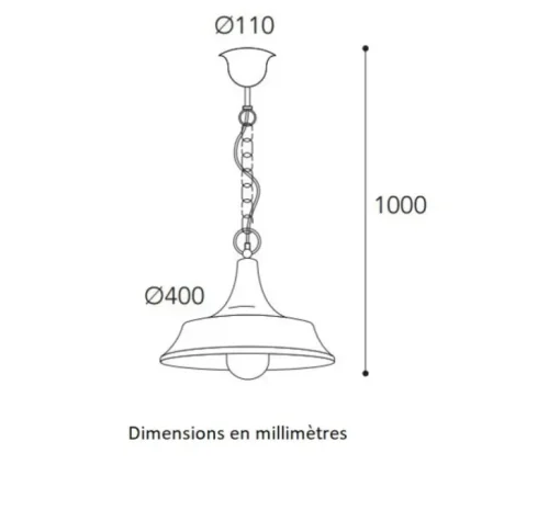 Suspension, Atelier 3147, laiton vieilli, IP44, Ø40cm, H100cm - Moretti Luce