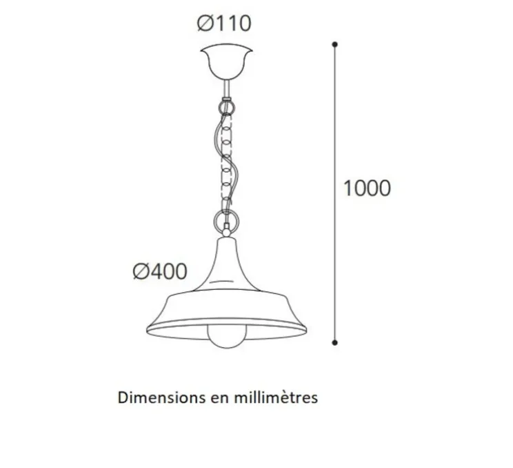 Suspension, Atelier 3147, laiton vieilli, IP44, Ø40cm, H100cm - Moretti Luce
