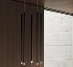 Suspension, A-Tube Nano cluster 5 pièces avec rosace, noir mat, LED, 2700K, 450 lm, Ø10cm, H60cm - Lodes