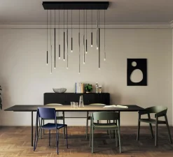 Suspension, A-Tube Nano large sans rosace, chrome, câble transparent, LED, dim, 2700K, 450 lm, Ø2cm, H90cm - Lodes