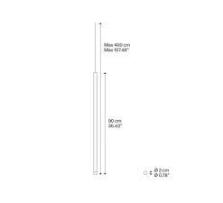 Suspension, A-Tube Nano large sans rosace, chrome, câble transparent, LED, dim, 2700K, 450 lm, Ø2cm, H90cm - Lodes