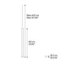 Suspension, A-Tube Nano medium sans rosace, champagne mat, LED, 3000K, 480 lm, Ø2cm, H60cm - Lodes