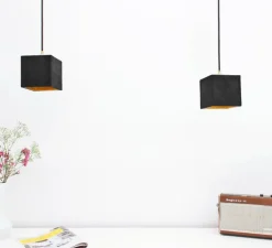 Suspension, [B1], gris foncé, laiton, L14cm, H14cm - GANTLights