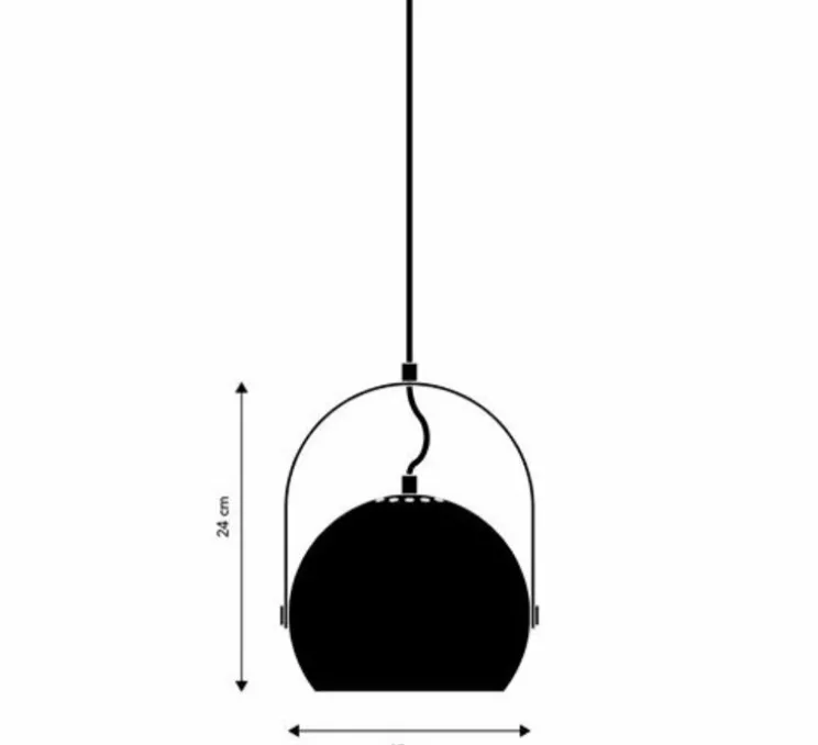 Suspension, Ball avec poignée, noir mat, Ø19cm, H24cm - Frandsen