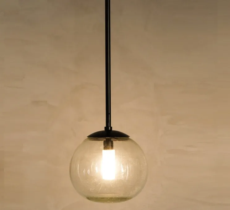 Suspension, Ball, verre transparent, laiton noir, Ø20cm, H120cm - Contain
