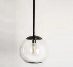 Suspension, Ball, verre transparent, laiton noir, Ø20cm, H120cm - Contain