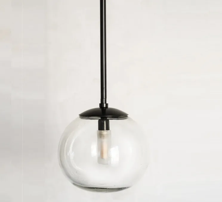 Suspension, Ball, verre transparent, laiton noir, Ø20cm, H120cm - Contain
