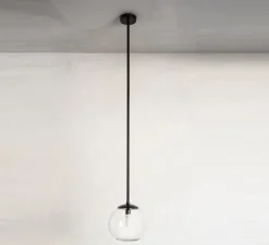 Suspension, Ball, verre transparent, laiton noir, Ø20cm, H120cm - Contain