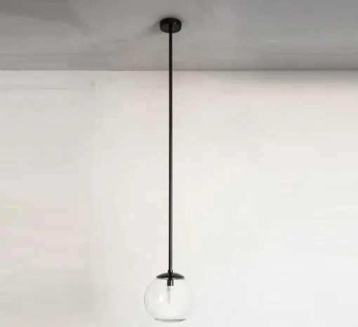 Suspension, Ball, verre transparent, laiton noir, Ø20cm, H120cm - Contain