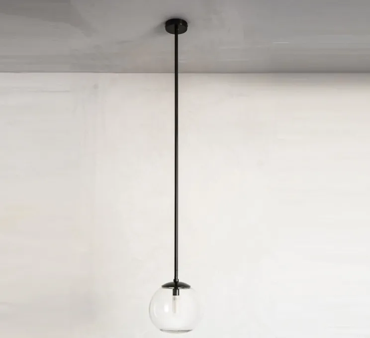 Suspension, Ball, verre transparent, laiton noir, Ø20cm, H120cm - Contain