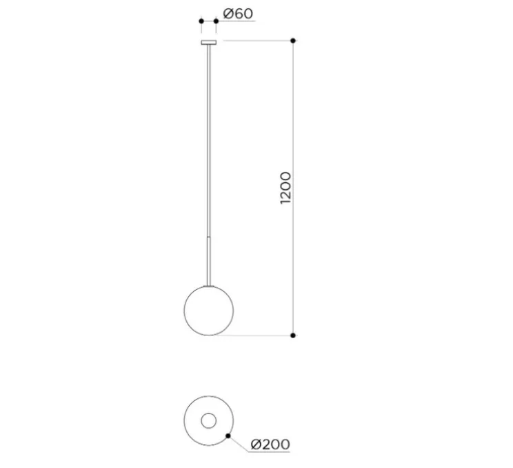 Suspension, Ball, verre transparent, laiton noir, Ø20cm, H120cm - Contain