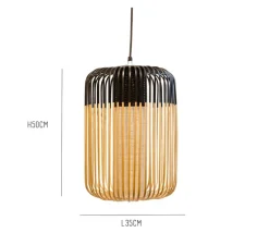 Suspension, Bamboo light outdoor L, noir, Ø35cm, H50cm - Forestier