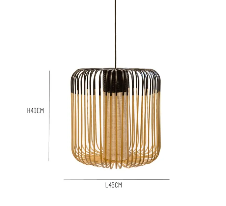 Suspension, Bamboo light outdoor M, noir, Ø45cm, H40cm - Forestier