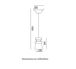 Suspension, Battersea, noir, IP44, Ø12,5cm, H20cm - Toscot