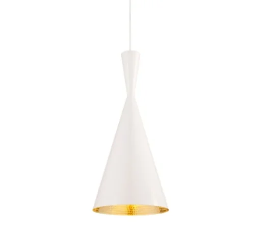 Suspension, Beat Tall, blanc, laiton, LED, dim, 3000k, 800 lm, Ø19cm, H36cm - Tom Dixon