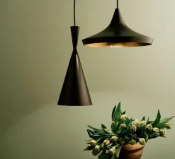 Suspension, Beat Tall, noir mat, laiton, LED, dim, 3000k, 800 lm, Ø19cm, H36cm - Tom Dixon