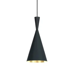 Suspension, Beat Tall, noir mat, laiton, LED, dim, 3000k, 800 lm, Ø19cm, H36cm - Tom Dixon
