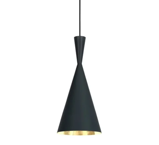 Suspension, Beat Tall, noir mat, laiton, LED, dim, 3000k, 800 lm, Ø19cm, H36cm - Tom Dixon