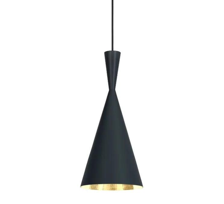 Suspension, Beat Tall, noir mat, laiton, LED, dim, 3000k, 800 lm, Ø19cm, H36cm - Tom Dixon