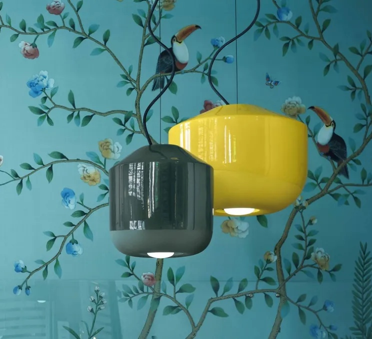 Suspension, Bellota 35, jaune citron, Ø35cm, H28cm - Ferroluce