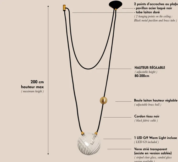 Suspension, Beloio, blanc, Ø14,5cm - Margaux Keller Collections