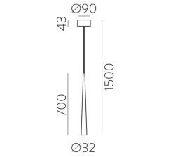 Suspension, Bendis surface, blanc, LED, 3000K, 600 lm, Ø3,2cm, H70cm - ACB