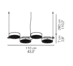 Suspension, Berlin 823, noir, LED, 2700K, 4300 lm, L110cm, H7cm - Oluce