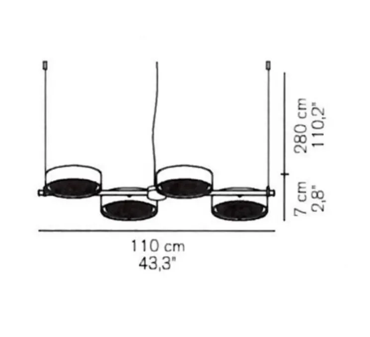 Suspension, Berlin 823, noir, LED, 2700K, 4300 lm, L110cm, H7cm - Oluce