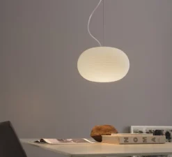 Suspension, Bianca Media, blanc, Ø30cm, H19cm - Fontana Arte