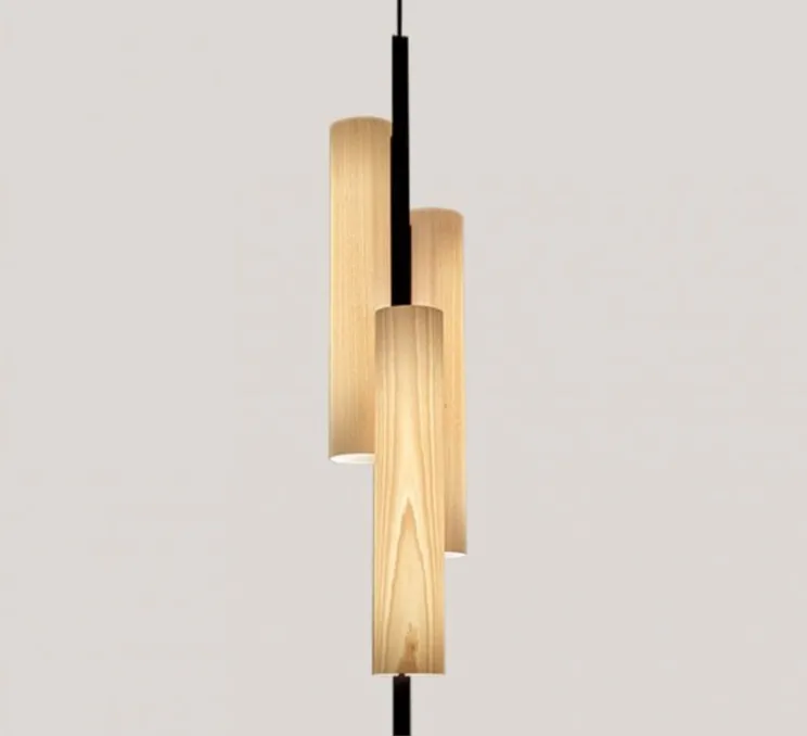 Suspension, BLACK NOTE TRIPLET, hêtre, LED, dim, 3000K, 913,7 lm, L17,2cm, H90cm - LZF