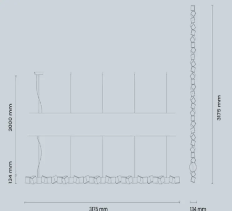 Suspension, Blockchain 29, noir, 3000K, L317,5cm, H13,4cm - Oblure