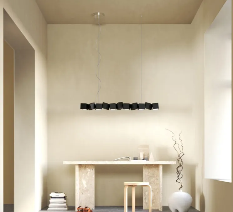 Suspension, Blockchain 11, noir, 3000K, L120cm, H13,4cm - Oblure