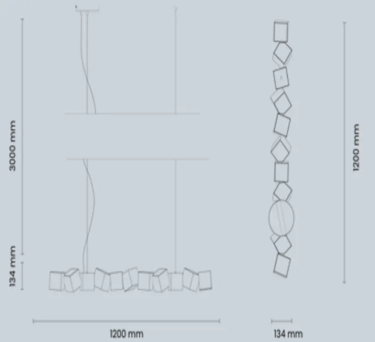 Suspension, Blockchain 11, noir, 3000K, L120cm, H13,4cm - Oblure