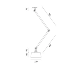 Suspension, Bolt Ceiling 2 arm Underfit, gris, L22cm, H96cm - Tonone