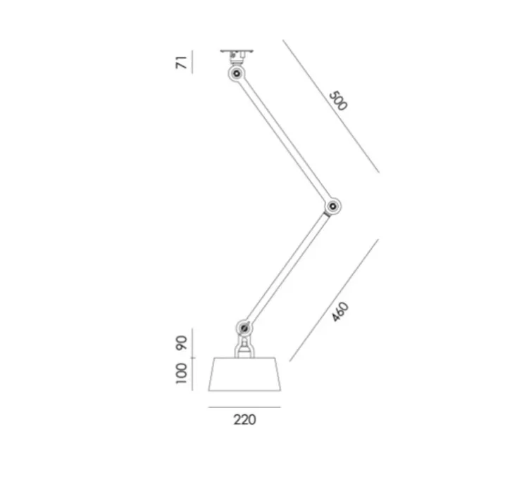 Suspension, Bolt Ceiling 2 arm Underfit, gris, L22cm, H96cm - Tonone