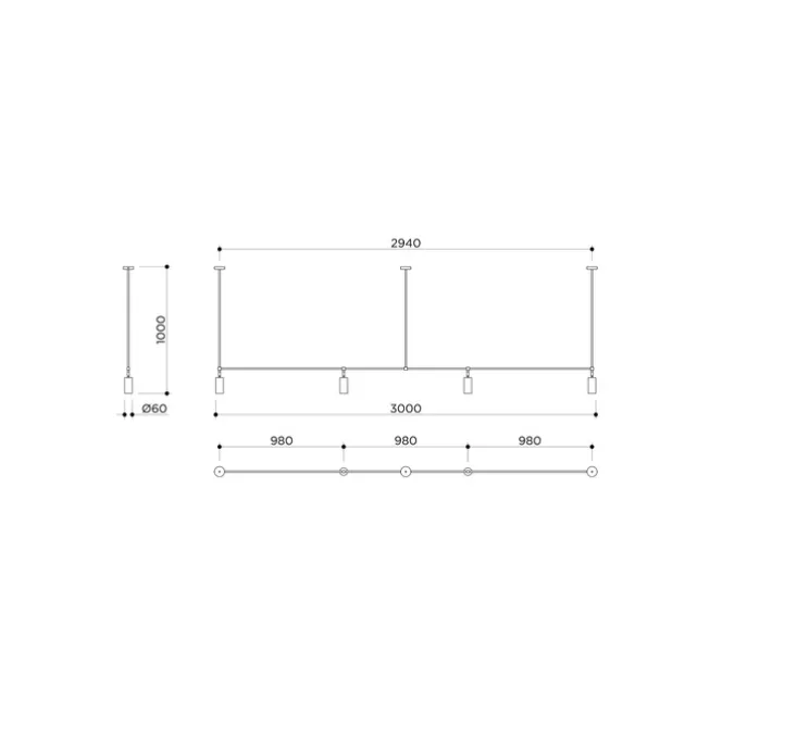 Suspension, Book Chandelier, laiton noir, L200cm, H77cm - Contain