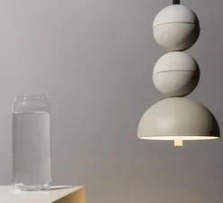 Suspension, Bosfor Concrete Aluminium, 2 boules, Peyote, LED, dim, 2700K, lm, Ø15cm, H25,5cm - Loftlight