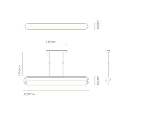 Suspension, Bow horizontale, , LED, dim, 2700K, 2370 lm, L120cm, H16cm - Nexia