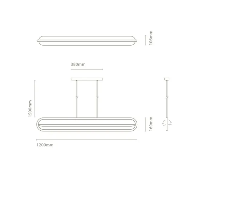 Suspension, Bow horizontale, , LED, dim, 2700K, 2370 lm, L120cm, H16cm - Nexia