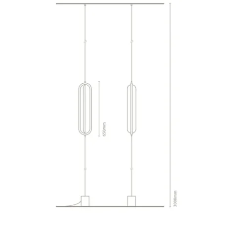 Suspension, Bow verticale, noir, LED, dim, 2700K, 1000 lm, Øcm, H300cm - Nexia