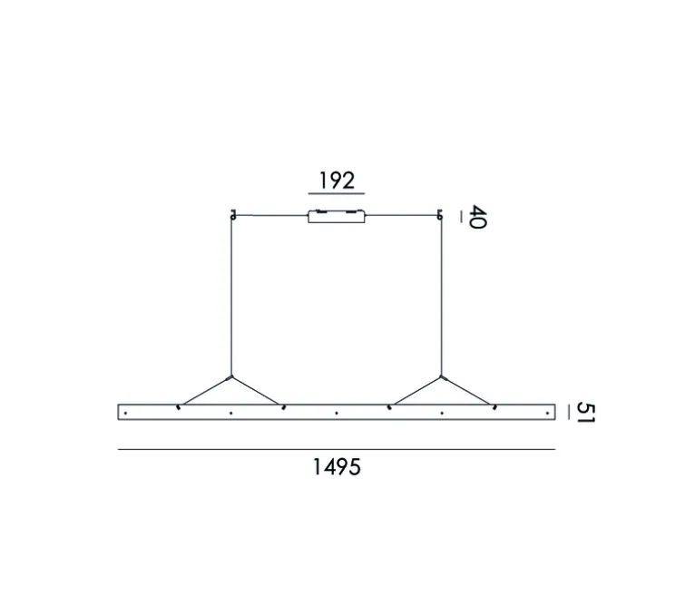 Suspension, Bridge 150, Blanc brouillard, LED, dim, 2700K, 2058 lm, L149,5cm, H5,1cm - Tonone