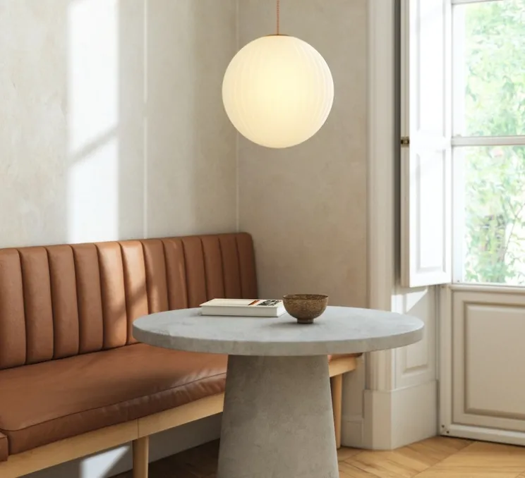 Suspension, Bright Modeco XL, blanc, câble crème, Ø30cm, H35cm - Nordic Tales