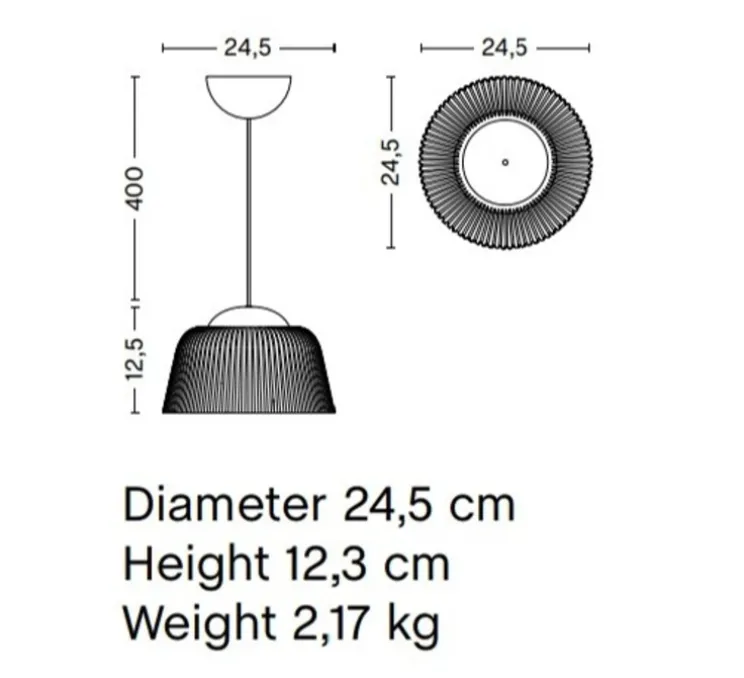 Suspension, Brim 245, gris fumé, Ø24,5cm, H12,3cm - HAY
