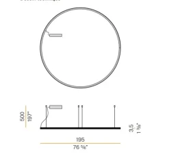 Suspension, Brooklyn Round, noir, IP40, LED, dim, 3000K, 5931 lm, Ø195cm, H3,5cm - Panzeri