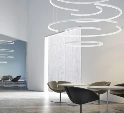 Suspension, Brooklyn Round 180°, blanc, LED, 3000kK, 2130lm, L195cm, H4,5cm - Panzeri